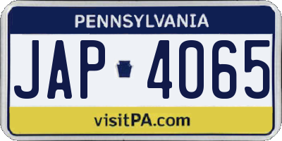PA license plate JAP4065