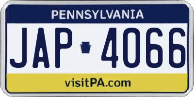 PA license plate JAP4066