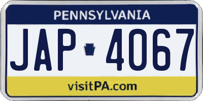 PA license plate JAP4067