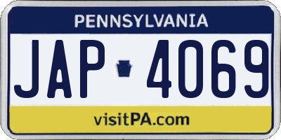 PA license plate JAP4069