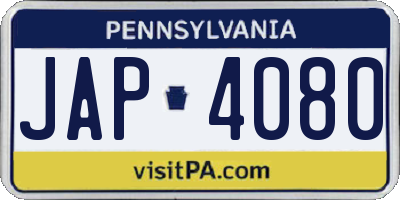 PA license plate JAP4080