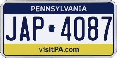 PA license plate JAP4087
