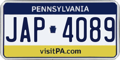 PA license plate JAP4089