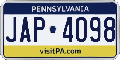 PA license plate JAP4098