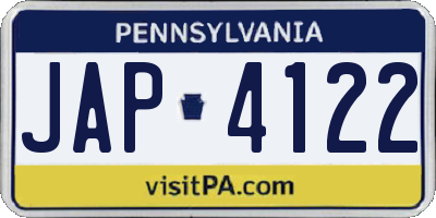 PA license plate JAP4122