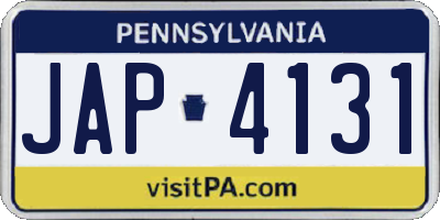 PA license plate JAP4131