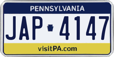 PA license plate JAP4147