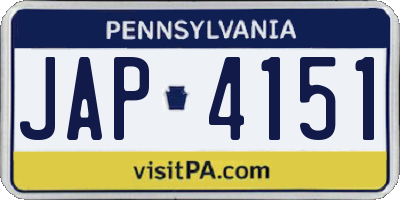PA license plate JAP4151