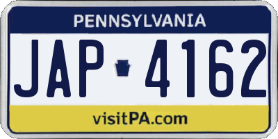 PA license plate JAP4162