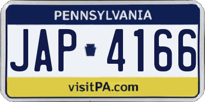 PA license plate JAP4166