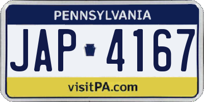 PA license plate JAP4167