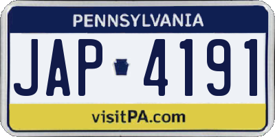 PA license plate JAP4191