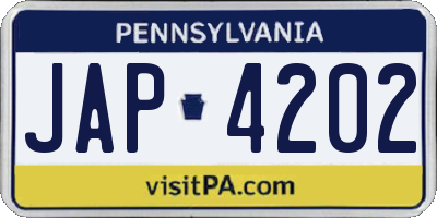 PA license plate JAP4202