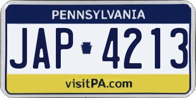 PA license plate JAP4213
