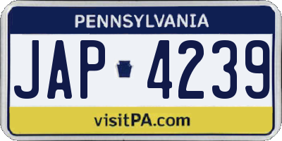 PA license plate JAP4239
