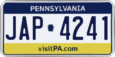 PA license plate JAP4241