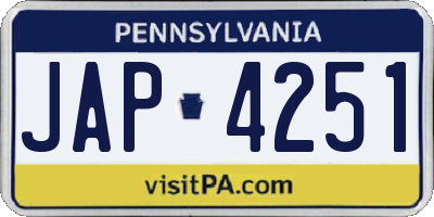 PA license plate JAP4251