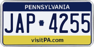 PA license plate JAP4255