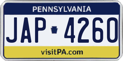 PA license plate JAP4260