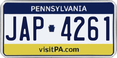 PA license plate JAP4261