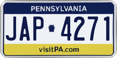 PA license plate JAP4271