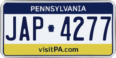 PA license plate JAP4277