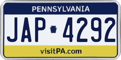 PA license plate JAP4292