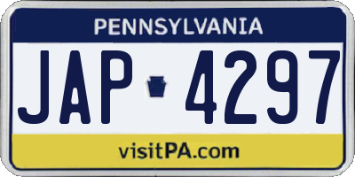 PA license plate JAP4297