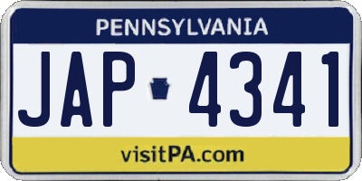 PA license plate JAP4341
