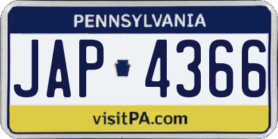 PA license plate JAP4366