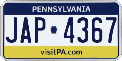 PA license plate JAP4367