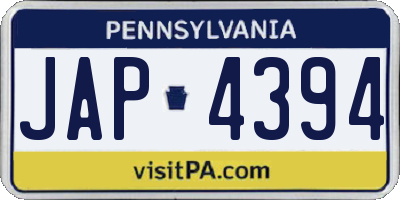 PA license plate JAP4394