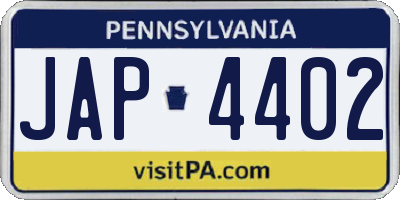 PA license plate JAP4402