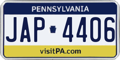 PA license plate JAP4406
