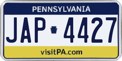 PA license plate JAP4427