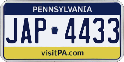 PA license plate JAP4433
