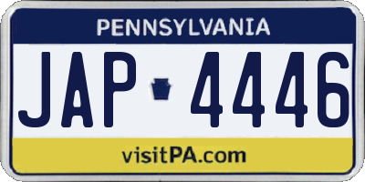 PA license plate JAP4446