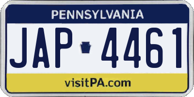 PA license plate JAP4461
