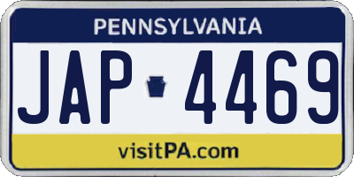 PA license plate JAP4469