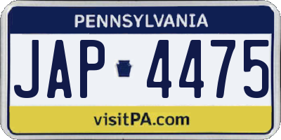 PA license plate JAP4475