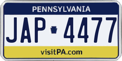 PA license plate JAP4477