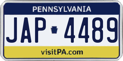 PA license plate JAP4489