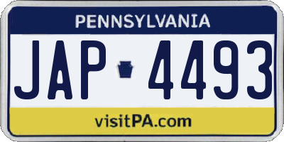 PA license plate JAP4493