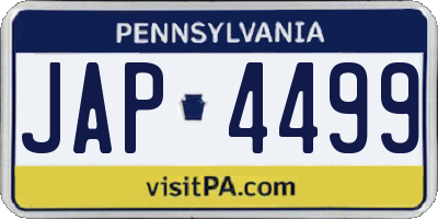 PA license plate JAP4499