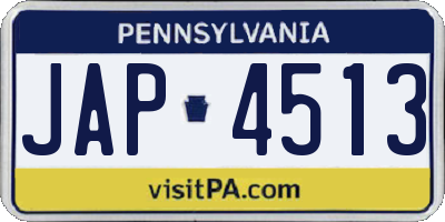 PA license plate JAP4513
