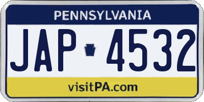 PA license plate JAP4532