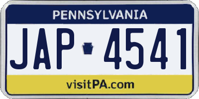 PA license plate JAP4541