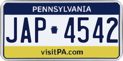 PA license plate JAP4542