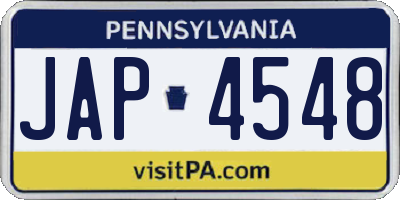 PA license plate JAP4548