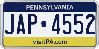 PA license plate JAP4552